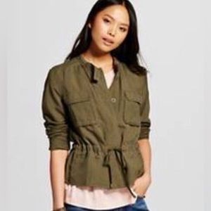 Like New Who What Wear Women's Olive Green Linen Blend Utility Jacket, L